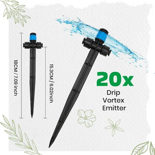 Miniatura 2 de MIXC 20 piezas de emisores de riego por goteo de dos vías de conexión rápida para tubos de riego por goteo de 1/4" - Emisores de goteo ajustables
