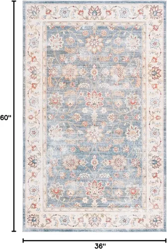 Miniatura 2 de SAFAVIEH Alfombra lavable Colección Arizona, ovalada, de 5 x 8 pies, verde y beige, antideslizante y fácil de limpiar, ideal para sala de estar