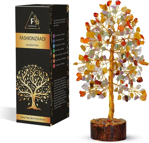 Miniatura 16 de FASHIONZAADI - Árbol de cristal de cuarzo rosa, decoración de feng shui con gemas en alambre plateado, decoración de piedras curativas de chakra