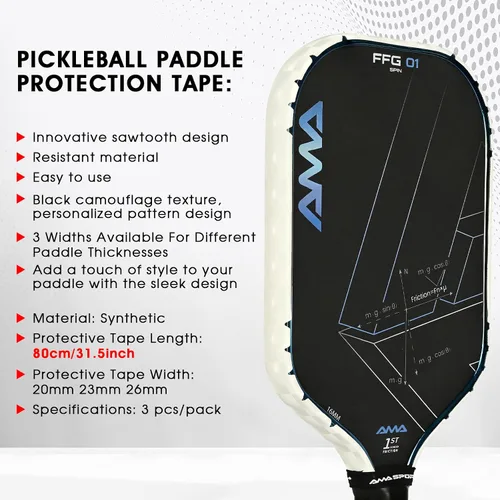 Miniatura 156 de PICKLETECH Cinta de protección de pala de pickleball – Protector de borde de cabeza de paleta – Cinta de protección de borde de raqueta ajuste gris