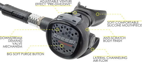 Miniatura 5 de Cressi Paquete de equipo esencial de buceo completo con R1 BCD - Ordenador de buceo Donatello C2 - Juego de regulador compacto AC2 totalmente