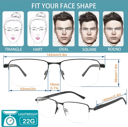Miniatura 7 de Near Sighted Glasses for Men Women Half Nearsighted Distance Driving Myopia Eyeglasses Sprot Near Sighted Eyewear