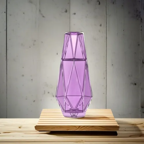 Miniatura 6 de American Atelier Juego de jarras de agua modernas geométricas de 37 onzas, jarra de vidrio de 2 piezas con tapa para vaso para mesita de noche