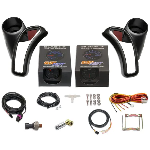 GlowShift Paquete de medidores compatibles con Chevy Corvette 2005-2013 – 7 colores negros de aumento/vacío y medidores de presión de combustible –