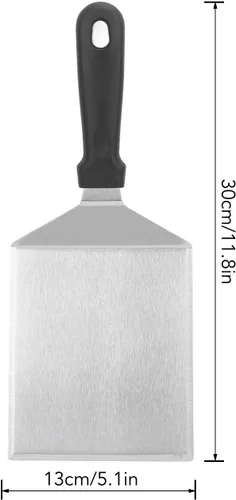 Miniatura 2 de Espátula de pizza de acero inoxidable, espátula de cocina para pasteles, pizza, panqueques, salteado (espátula, mango de plástico)
