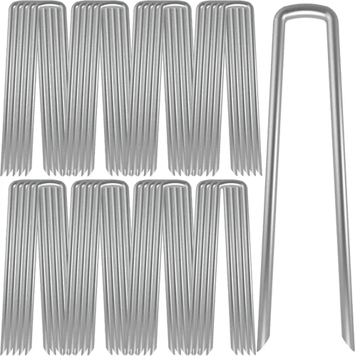 Miniatura 11 de AAGUT Paquete de 50 grapas galvanizadas de 12 pulgadas para jardín, grapas en forma de U, grapas de jardinería para anclaje de césped, tubería