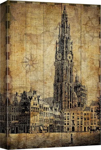 Miniatura 24 de wall26 Lienzo impreso para pared, diseño retro, vintage, bandera de Union Jack, arquitectura y mapas del Big Ben, arte digital, arte moderno