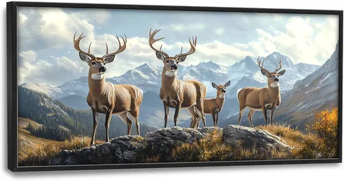 Miniatura 122 de Cuadros Grandes Enmarcados Arte de Pared para Sala de Estar, Lobos del Bosque Decoración de Pared de Gran Tamaño Lobo Animal Impresión en Lienzo