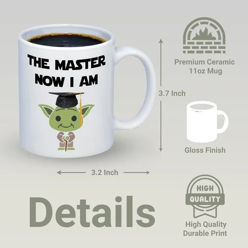 Miniatura 2 de Suchmugs Taza de grado de maestría - The Master Now I Am - Taza de café divertida de graduación universitaria - Taza de cerámica de 11 oz