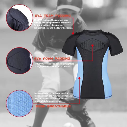 Miniatura 2 de Camisa acolchada de fútbol juvenil con protector de costillas en el pecho, para niños y niñas, camiseta protectora para fútbol, béisbol, sóftbol