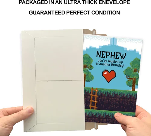 Miniatura 5 de Prime Greetings Tarjeta de cumpleaños para sobrino con tema de videojuegos, hecha en Estados Unidos, ecológica, tarjeta gruesa con sobre de alta