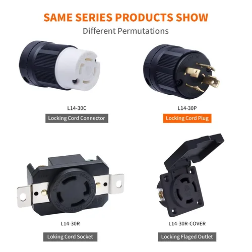 Miniatura 6 de Enchufe macho de bloqueo NEMA L14-30P 2PCS para generadores, enchufe eléctrico con extremo de cable de extensión 30A, 125/250V, 3 polos de 4 hilos