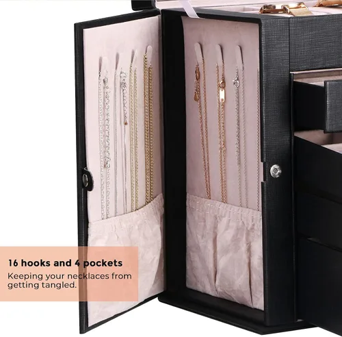 Miniatura 6 de ANWBROAD Joyero con cajones extraíbles para mujer organizador de joyas grande de diferentes maneras para todas tus joyas estuche de joyería