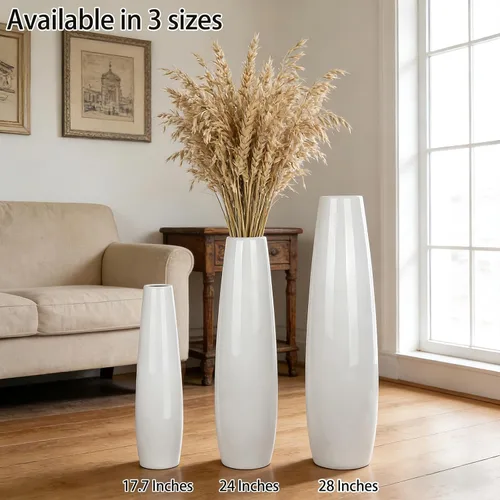 Miniatura 4 de Jarrón de cerámica blanca de 17.7 pulgadas de alto, soporte para flores, jarrones grandes decorativos para centros de mesa, estantes, decoración