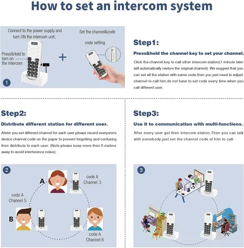 Miniatura 9 de Intercomunicadores inalámbricos para el hogar, 1 milla de largo alcance para la oficina de negocios, sistema de comunicación de habitación a