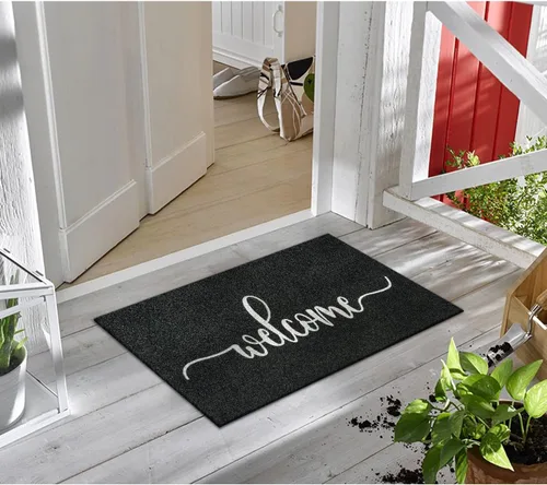 Miniatura 7 de Tapete de bienvenida para interiores y exteriores, antideslizante, de bajo perfil, absorbe el barro, fácil de limpiar, tapetes para puerta