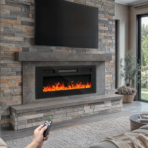 Miniatura 9 de DWVO Inserto de chimenea eléctrica de 23 pulgadas, calentador de chimenea empotrado con control remoto, temperatura ajustable, temporizador de 6