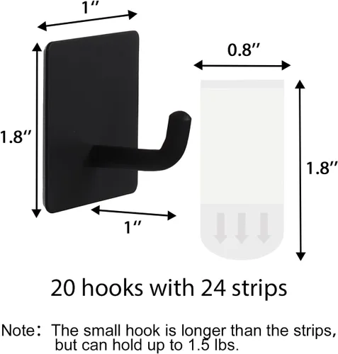 Miniatura 5 de 20 ganchos para toallas con tiras extraíbles para colgar, adhesivo de pared resistente, al aire libre sin daños, gancho adhesivo para baños, ducha