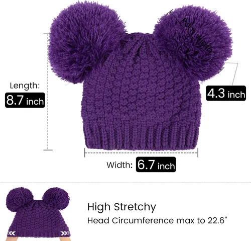 Miniatura 2 de Simplicity Gorro de punto trenzado para mujer, con pompón, para esquí, snowboard