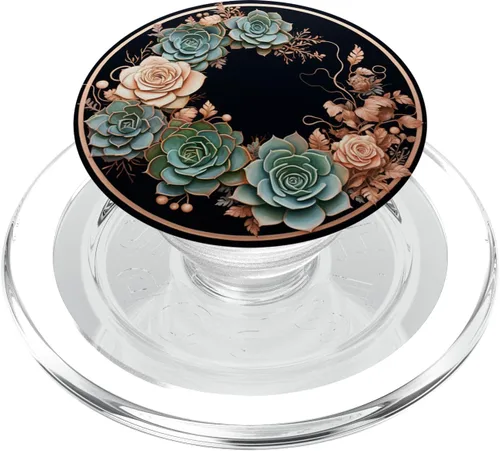 Miniatura 8 de PopSockets PopGrip estándar con diseño Glam de Echeveria Suculentas Rosa Rosa