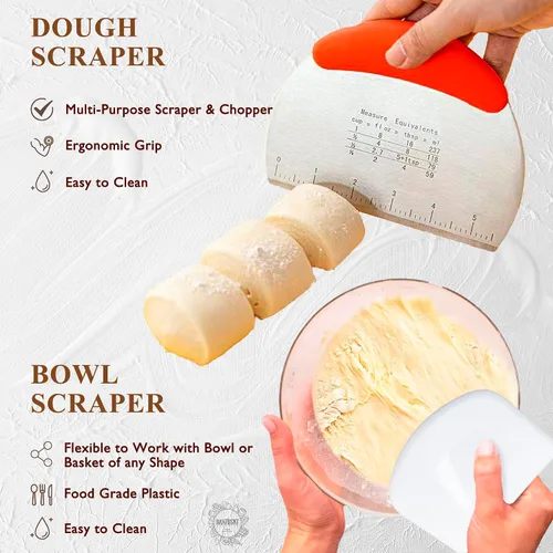 Miniatura 5 de Kit completo de iniciador de masa madre, canasta de fermentación de pan Banneton con frasco de vidrio para iniciador de masa madre, suministros