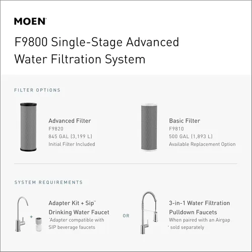 Miniatura 4 de Moen Sistema avanzado negro de la filtración del agua de la sola etapa debajo del fregadero, F9800