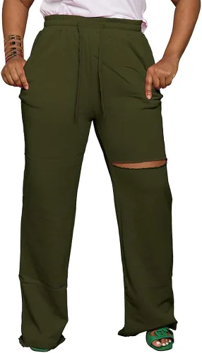 Miniatura 6 de PINSV Pantalones de pierna ancha para mujer, con cordón, holgados, casuales