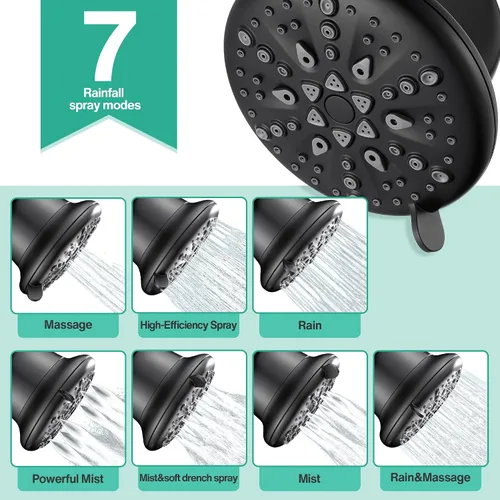 Miniatura 4 de Cobbe - Cabezal de ducha filtrado, 7 modos de cabezales de ducha de alta presión - Filtro de ducha de 16 etapas para agua dura para eliminar el Negro