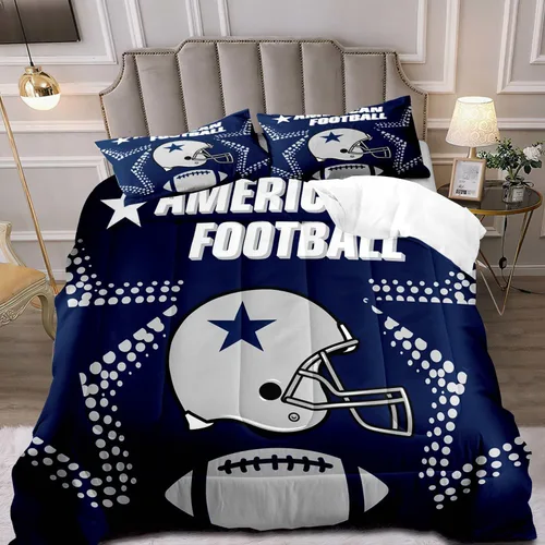 Miniatura 11 de LUVIVIHOME Juego de edredón de fútbol de 2 piezas, juego de edredón individual para niños, ropa de cama gris y azul marino, decoración de dormitorio