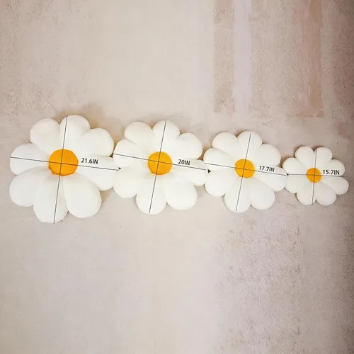Miniatura 5 de Almohada de 17.7 Pulgadas en Rosa Caliente con Diseño de Margarita, Almohada Decorativa en Forma de Flor, Cojín para Niñas, Adultos, Linda