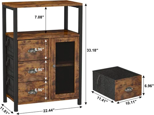 Miniatura 3 de Homeiju Gabinete de almacenamiento de piso de baño con 3 cajones extraíbles y 1 puerta, gabinete de almacenamiento industrial para cocina, sala