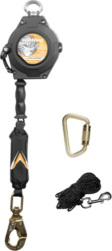 Miniatura 10 de Malta Dynamics Edgehog Lifeline - Cable Yoyo de protección contra caídas de borde delantero de 30 pies, cordón retráctil clase 2 con freno de acción