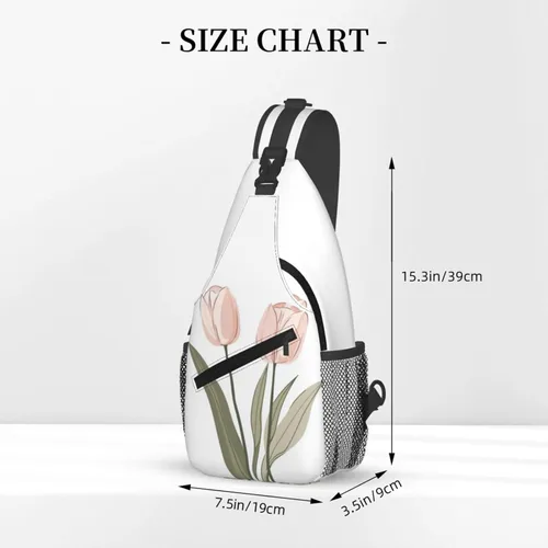 Miniatura 2 de Bolso bandolera para hombres y mujeres, mochila cruzada floral de tulipán pastel, mochila casual de senderismo para viajes, deportes, correr, bolsa