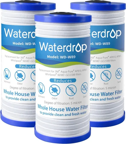 Miniatura 11 de Waterdrop AP810 - Filtro de agua de repuesto para toda la casa para 3M® Aqua-Pure AP810, AP801, AP811, Whirlpool® WHKF-GD25BB, WHKF-DWHBB, 10 x 4.5