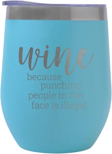 Canopy Street Snarky People - Vaso de acero inoxidable de 12 onzas, vaso de metal azul brillante / divertido vaso de vino grabado