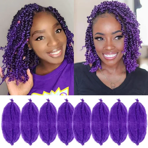 Miniatura 35 de Cabello Rizado Afro Elástico 8 Paquetes Cabello Trenzado Marley Twist Cabello Spring Twist Pre-Separado para Locs Falsos Cabello de Ganchillo Kinky