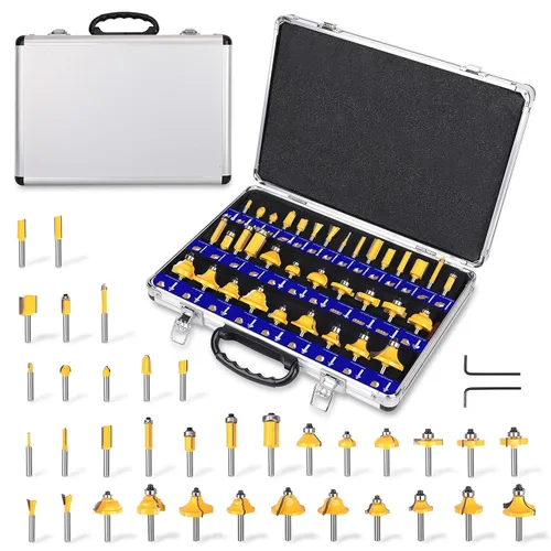 PLATINUMEDGE Juego de brocas para fresadora, juego de brocas para fresadora de carburo de tungsteno con vástago de 1/4, kit de brocas para fresadora