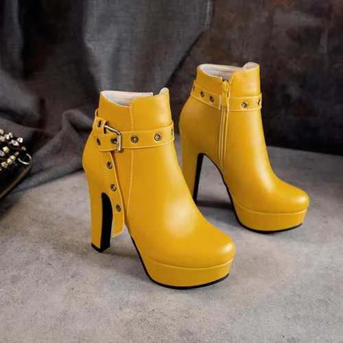 Miniatura 31 de Scaoruki Zapatos de otoño de moda para mujer, botines de tacón de bloque