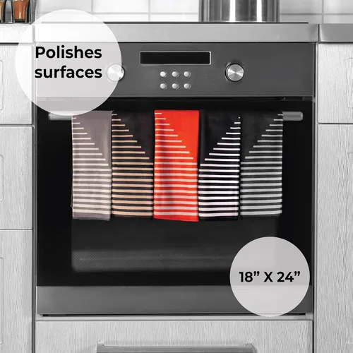 Miniatura 5 de Skoy Toalla de cocina (paquete de 1) para uso diario, toalla 100% poliéster reciclado con diseño reversible, 18 x 24 pulgadas, negro y gris
