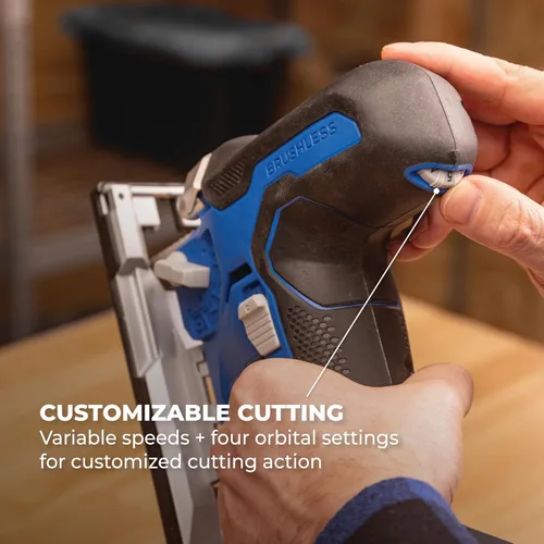 Miniatura 4 de Kreg Sierra Caladora de Agarre de Barril con Impulso Iónico de 20V - Inalámbrica, Compacta y Ergonómica - Corte de Precisión - Velocidad Variable