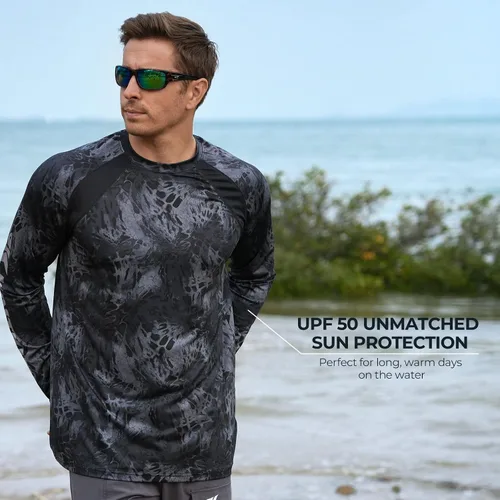 Miniatura 4 de KastKing Camisas de pesca UPF 50 para hombre, camisa de pesca de manga larga, transpirable, absorbe la humedad, camisas de sol para hombres