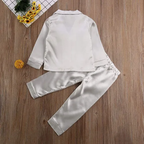 Miniatura 43 de Conjunto de pijama de manga larga con botones para niña pequeña, conjunto de ropa de dormir