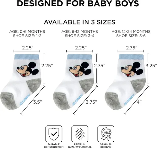 Miniatura 5 de Disney baby-boys Baby Girls & Boys Minnie Mouse, Mickey Mouse, Baby Shark, Justice League 10-pack Infant Sock 0-24 Months