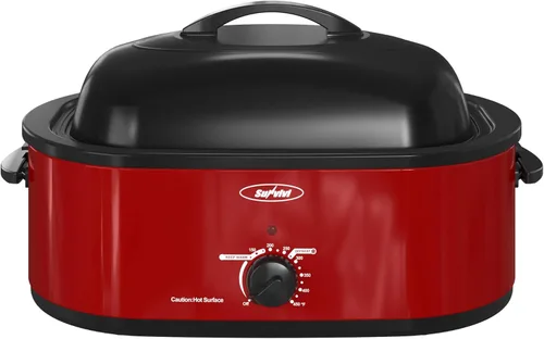 Sunvivi Horno Tostador con Tapa de Autohilvanado, Asador Eléctrico de 20 Cuartos con Bandeja Extraíble y Parrilla, Control de Temperatura de Rango