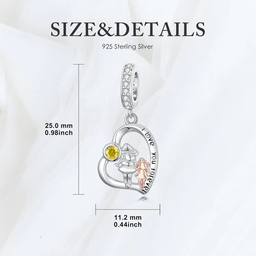 Miniatura 134 de PROESS Dije para padre, madre e hija, pulsera de plata de ley para pulseras, regalos de cumpleaños, día de San Valentín, para hija, madre, amante
