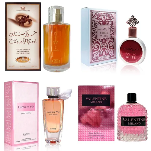 Miniatura 45 de AFLUXE Set de perfume para mujer, 4 piezas, colección Eau De Parfum de larga duración, almizcle Choco/Milano Mujer/6pm Rosa/7AM Fresh