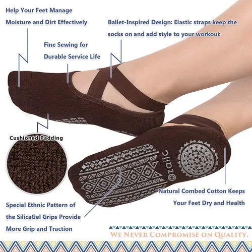 Miniatura 49 de Ozaiic - Calcetines de yoga para mujer con correas y agarres antideslizantes, ideales para pilates, Pure Barre, ballet, danza y entrenamiento