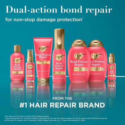 Miniatura 7 de OGX Repair & Protect Bond - Champú reparador de proteínas, lavado ligero para el cabello que limpia y dirige el cabello dañado para una reparación