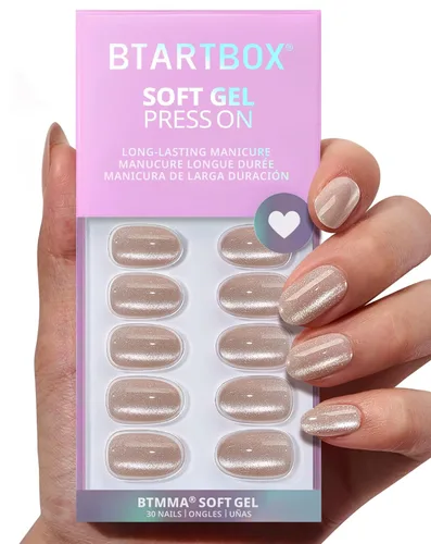 Miniatura 7 de BTArtbox Uñas cortas a presión, color negro, francés, almendra, con pegamento y pestañas adhesivas para mujeres en 16 tamaños, kit de 32 uñas de gel