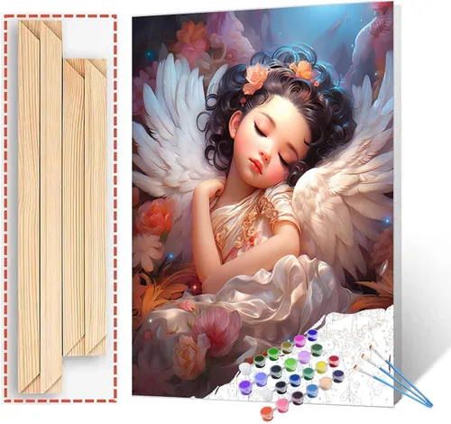 Miniatura 19 de Tucocoo Kit de pintura de corona de ángel para adultos, flores rosadas, pintura por números para niños y adultos, principiantes, hadas, ángel